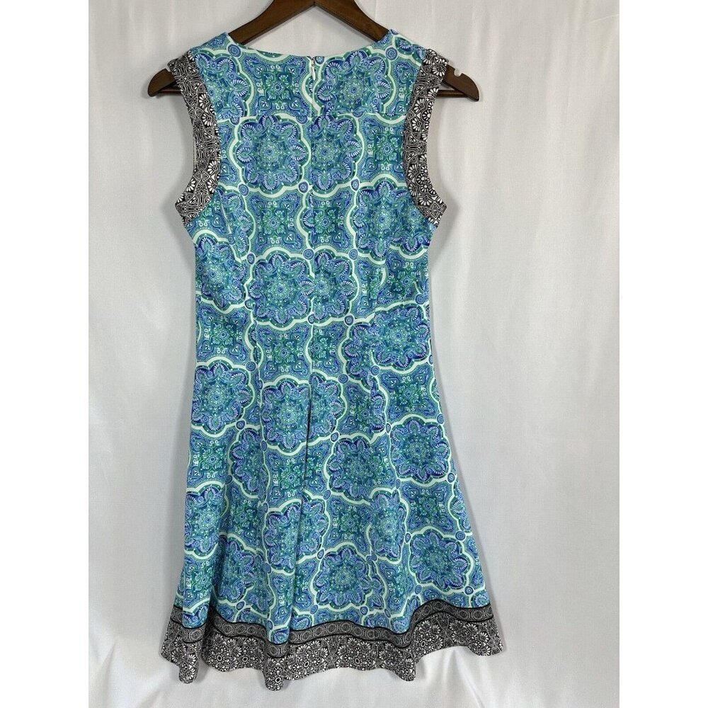 Roz & Ali Womens Blue/Black Floral Fit & Flare Sleeveless Dress Size 6 - Picture 2 of 10